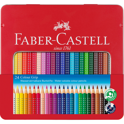 FABER-CASTELL Dreikant-Buntstifte Colour GRIP, 24er Etui