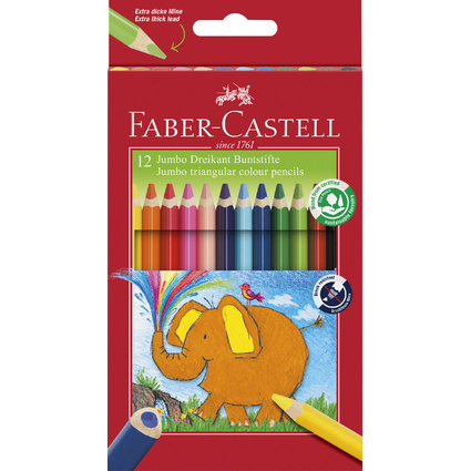 FABER-CASTELL Dreikant-Buntstifte Jumbo, 12er Etui