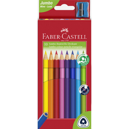 FABER-CASTELL Dreikant-Buntstifte Jumbo, 10er Etui