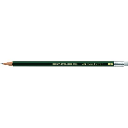 FABER-CASTELL Bleistift CASTELL 9000 mit Radierer