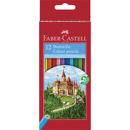 FABER-CASTELL Hexagonal-Buntstifte CASTLE, 12er Kartonetui