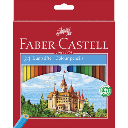 FABER-CASTELL Hexagonal-Buntstifte CASTLE, 24er Kartonetui