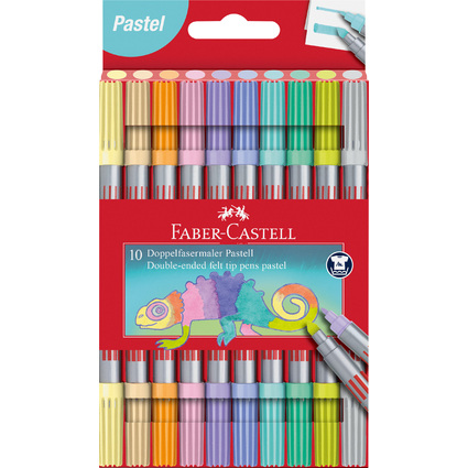 FABER-CASTELL Doppelfasermaler Pastell, 10er Etui