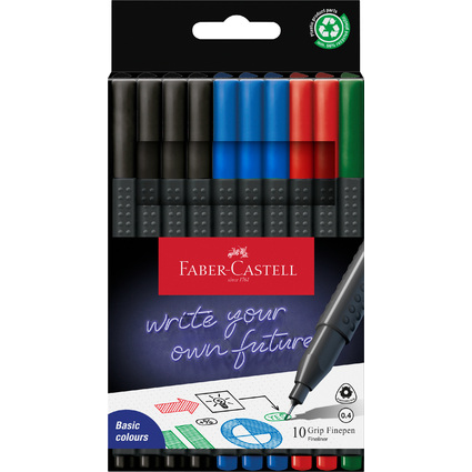 FABER-CASTELL Fineliner GRIP FINEPEN, 10er Kartonetui Office