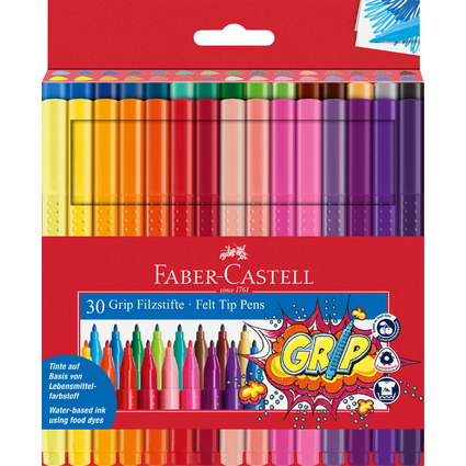 FABER-CASTELL Fasermaler GRIP COLOUR MARKER, 30er Etui