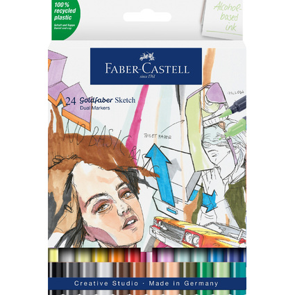 FABER-CASTELL Sketch Marker GOLDFABER, 24er Etui