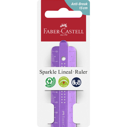 FABER-CASTELL Lineal SPARKLE, 150 mm, farbig sortiert