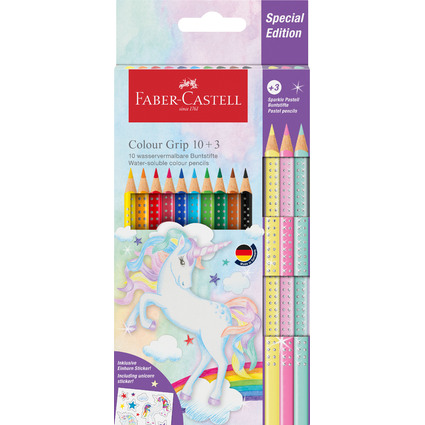 FABER-CASTELL Dreikant-Buntstifte Colour GRIP Einhorn, 10+3