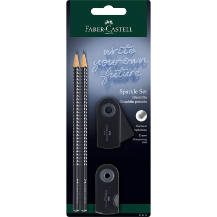 FABER-CASTELL Schreibset GRIP SPARKLE, schwarz