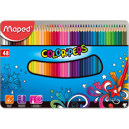 Maped Dreikant-Buntstift COLOR'PEPS, 48er Metalletui