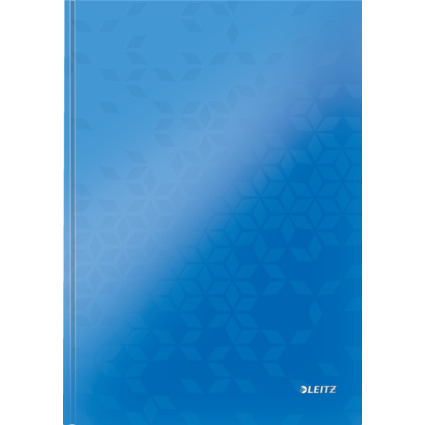 LEITZ Notizbuch WOW, DIN A4, kariert, blau metallic