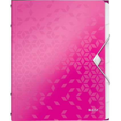 LEITZ Ordnungsmappe WOW, DIN A4, PP, 6 Fcher, pink-metallic