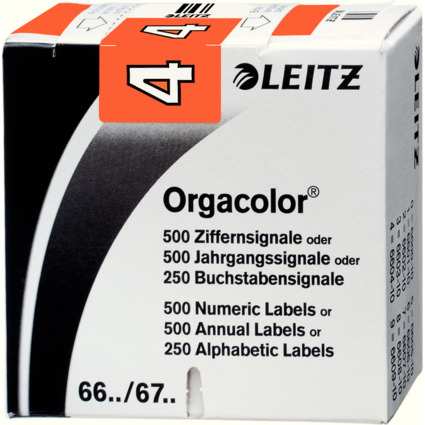 LEITZ Ziffernsignal Orgacolor "4", auf Rolle, orange