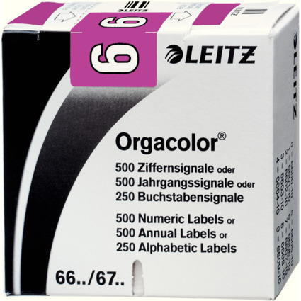 LEITZ Ziffernsignal Orgacolor "6", auf Rolle, violett