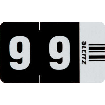 LEITZ Ziffernsignal Orgacolor "9", auf Streifen, schwarz