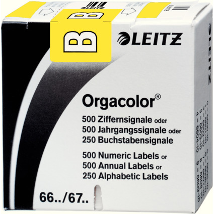 LEITZ Buchstabensignal Orgacolor "B", auf Rolle, gelb