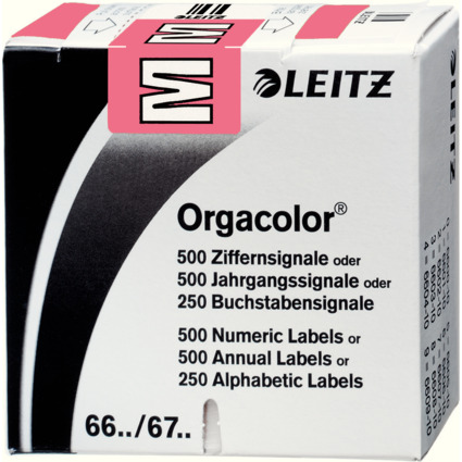 LEITZ Buchstabensignal Orgacolor "M", auf Rolle, rosa