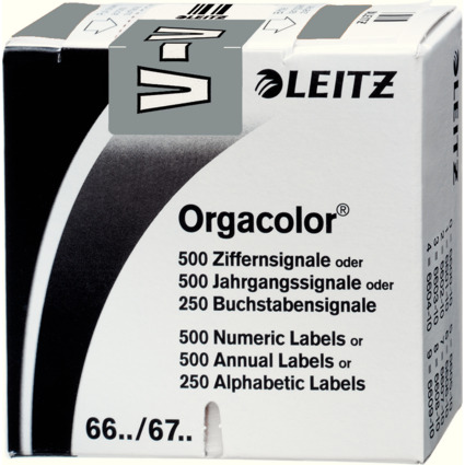 LEITZ Buchstabensignal Orgacolor "V", auf Rolle, grau