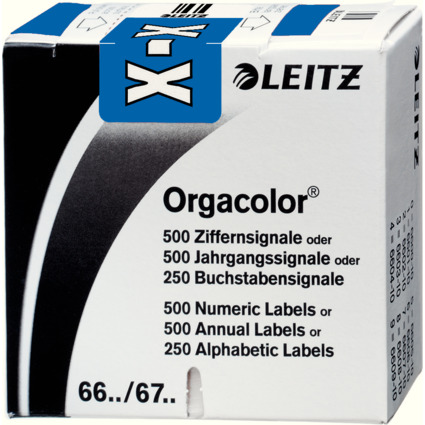 LEITZ Buchstabensignal Orgacolor "X", auf Rolle, dunkelblau