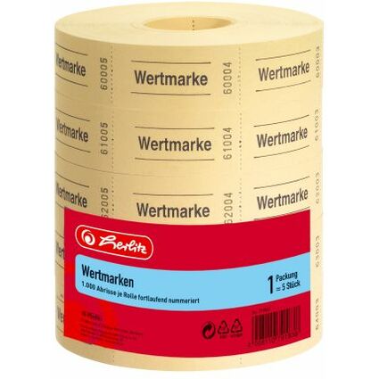 herlitz Wertmarken neutral, 1.000 Abrisse je Rolle