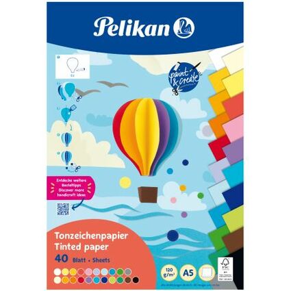 Pelikan Tonpapierblock, DIN A5, 40 Blatt, farbig sortiert