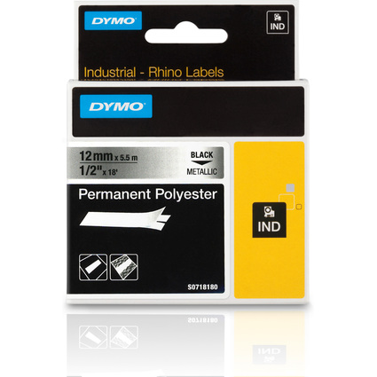 DYMO RHINO Polyester-Schriftband metallic, 12 mm x 5,5 m