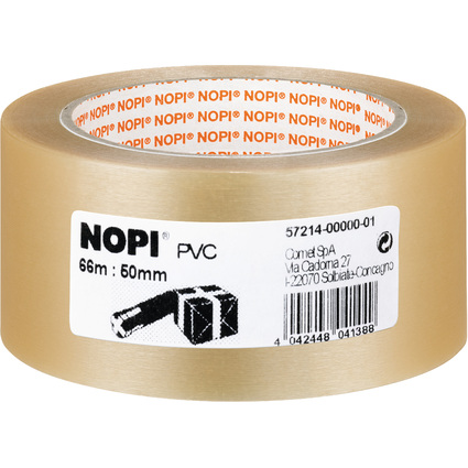 NOPI Verpackungsklebeband aus PVC, 50 mm x 66 m, transparent