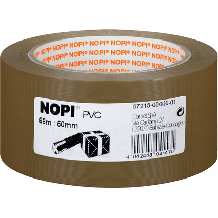 NOPI Verpackungsklebeband aus PVC, 50 mm x 66 m, braun