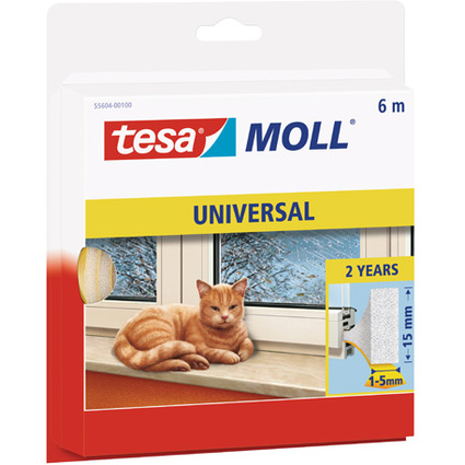 tesa Moll UNIVERSAL Schaumstoff-Dichtung, wei, 15 mm x 6 m