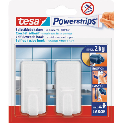 tesa Powerstrips Haken LARGE Classic, weiss