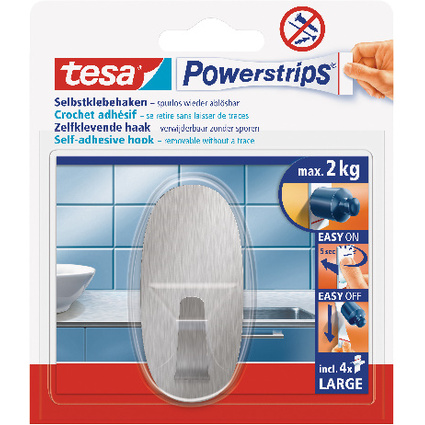 tesa Powerstrips Haken LARGE Metall, oval