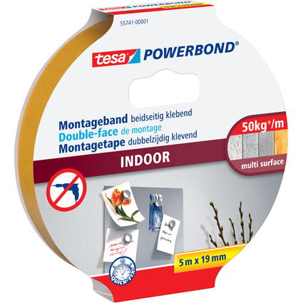 tesa Powerbond Montageband INDOOR, 19 mm x 5,0 m