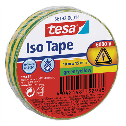 tesa Isolierband ISO TAPE, 15 mm x 10 m, grn / gelb