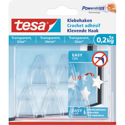 <small>tesa Powerstrips Klebehaken für Glas transparent (77734-00000-00)</small>