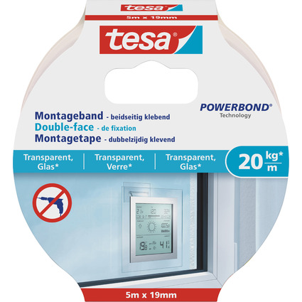 <small>tesa Powerbond Montageband für Glas 19 mm x 5 0 m (77741-00000-00)</small>