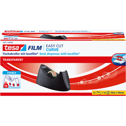 tesa Tischabroller Easy Cut Curve, bestckt, transparent