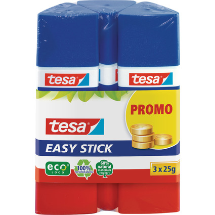 tesa ecoLogo Easy Stick Klebestift, Promo-Pack 3 x 25 g