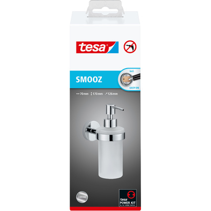 tesa Seifenspender SMOOZ, satiniertes Glas, Fllmenge 200 ml