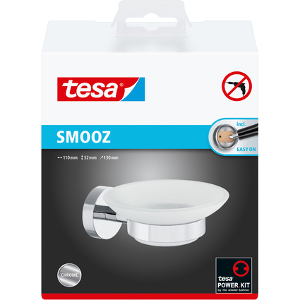 tesa Seifenhalter SMOOZ, satiniertes Glas, inkl. Klebelsung