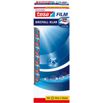 tesa Film, kristall-klar, 10-er Pack, 15 mm x 33 m