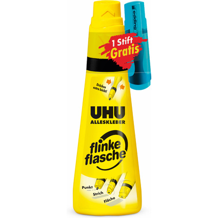 UHU Alleskleber flinke flasche + gratis edding Textmarker
