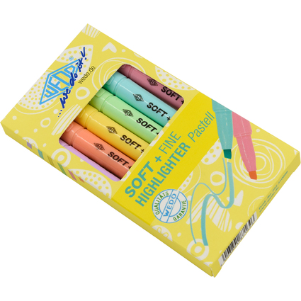 WEDO Textmarker SOFT + FINE HIGHLIGHTER Pastell, 6er Etui