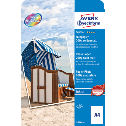 AVERY Zweckform Superior Inkjet-Fotopapier, DIN A4, 30 Blatt