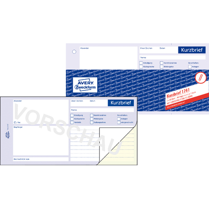 AVERY Zweckform Formularbuch "Kurzbrief", SD, 1/3 A4