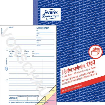 AVERY Zweckform Formularbuch "Lieferschein mit Preisspalte"