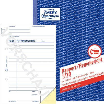 AVERY Zweckform Formularbuch "Rapport/Regiebericht", SD, A5