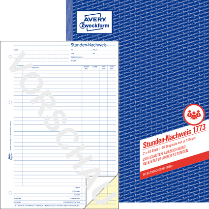 AVERY Zweckform Formularbuch "Stunden-Nachweis", SD, A4