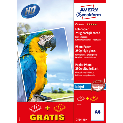 AVERY Zweckform PREMIUM Inkjet-Foto-Papier, A4, 250 g/qm