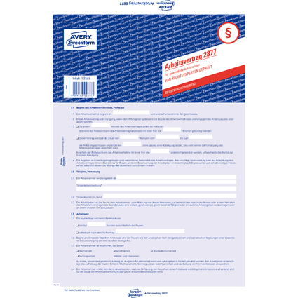 AVERY Zweckform Vordruck "Arbeitsvertrag", A4, fr gewerbl.