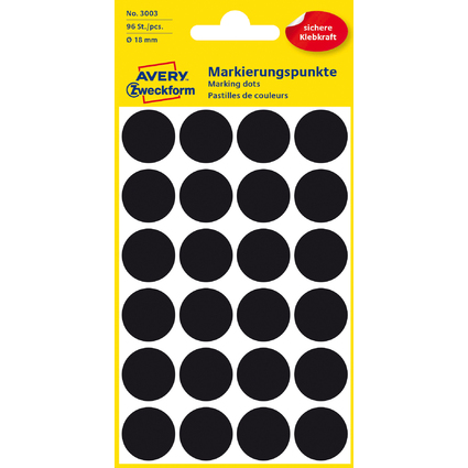 AVERY Zweckform Markierungspunkte, Durchmesser 18mm, schwarz